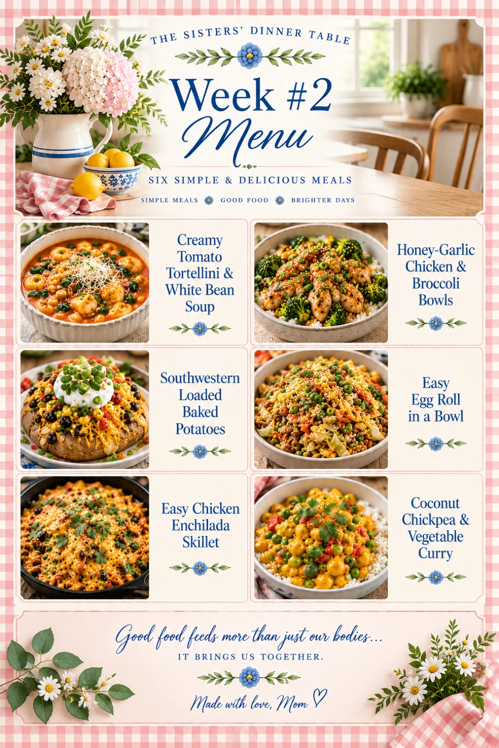 Weekly Menu — illustrated cookbook page